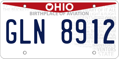 OH license plate GLN8912