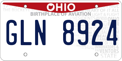 OH license plate GLN8924