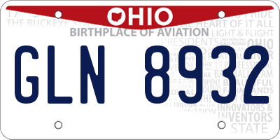 OH license plate GLN8932