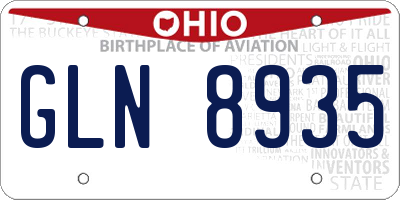 OH license plate GLN8935