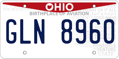 OH license plate GLN8960