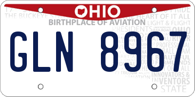 OH license plate GLN8967