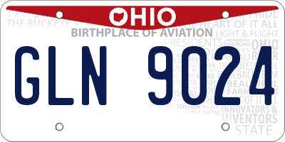 OH license plate GLN9024
