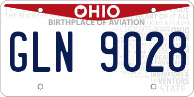 OH license plate GLN9028