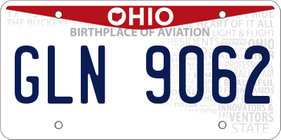 OH license plate GLN9062