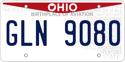 OH license plate GLN9080