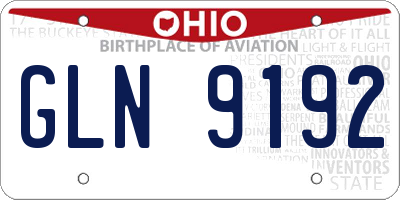 OH license plate GLN9192