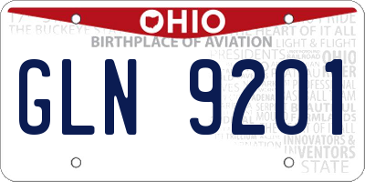 OH license plate GLN9201