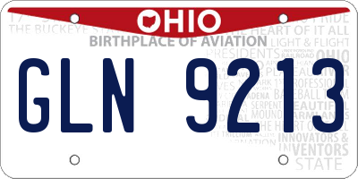 OH license plate GLN9213