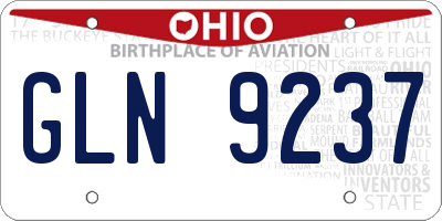 OH license plate GLN9237