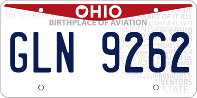 OH license plate GLN9262