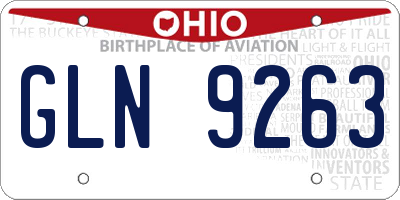 OH license plate GLN9263