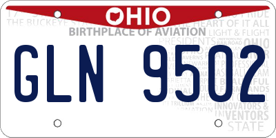 OH license plate GLN9502