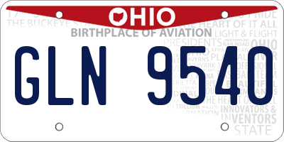OH license plate GLN9540