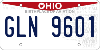 OH license plate GLN9601