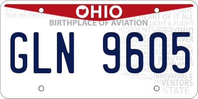 OH license plate GLN9605