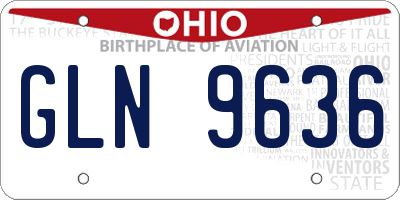 OH license plate GLN9636