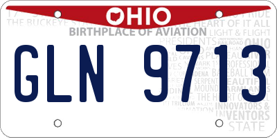 OH license plate GLN9713