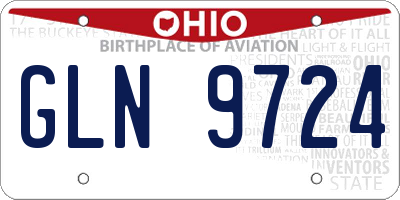 OH license plate GLN9724