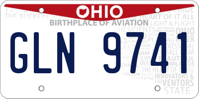 OH license plate GLN9741