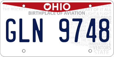OH license plate GLN9748
