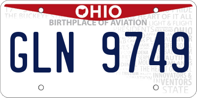 OH license plate GLN9749