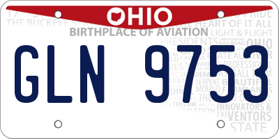 OH license plate GLN9753