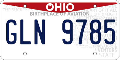 OH license plate GLN9785
