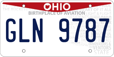 OH license plate GLN9787