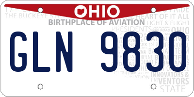 OH license plate GLN9830