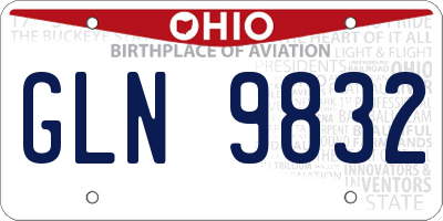 OH license plate GLN9832