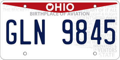 OH license plate GLN9845