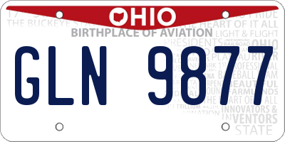 OH license plate GLN9877