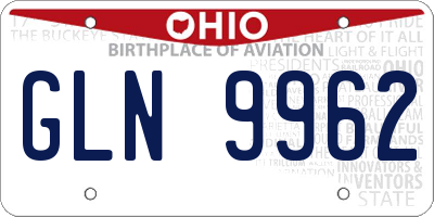 OH license plate GLN9962