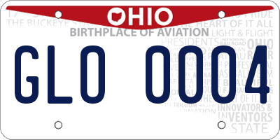 OH license plate GLO0004