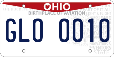 OH license plate GLO0010