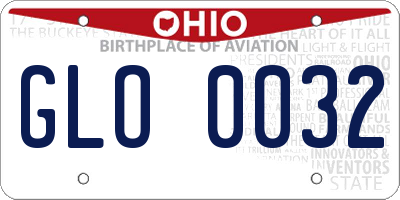 OH license plate GLO0032