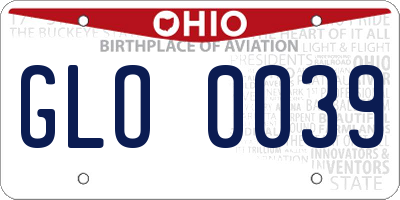 OH license plate GLO0039
