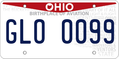 OH license plate GLO0099