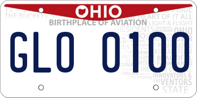 OH license plate GLO0100
