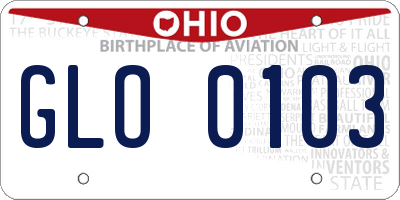OH license plate GLO0103