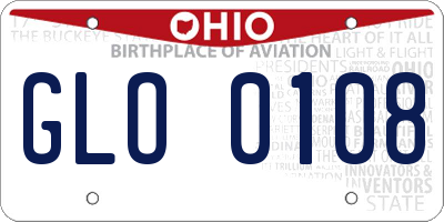 OH license plate GLO0108