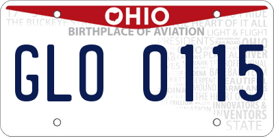 OH license plate GLO0115