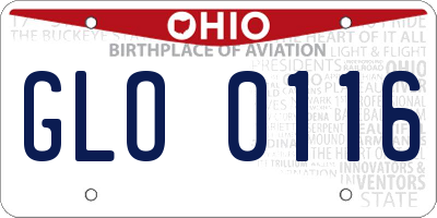 OH license plate GLO0116