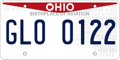 OH license plate GLO0122