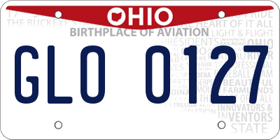 OH license plate GLO0127