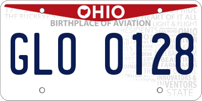 OH license plate GLO0128
