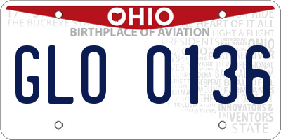 OH license plate GLO0136