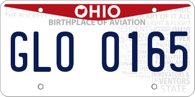 OH license plate GLO0165