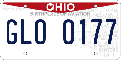 OH license plate GLO0177